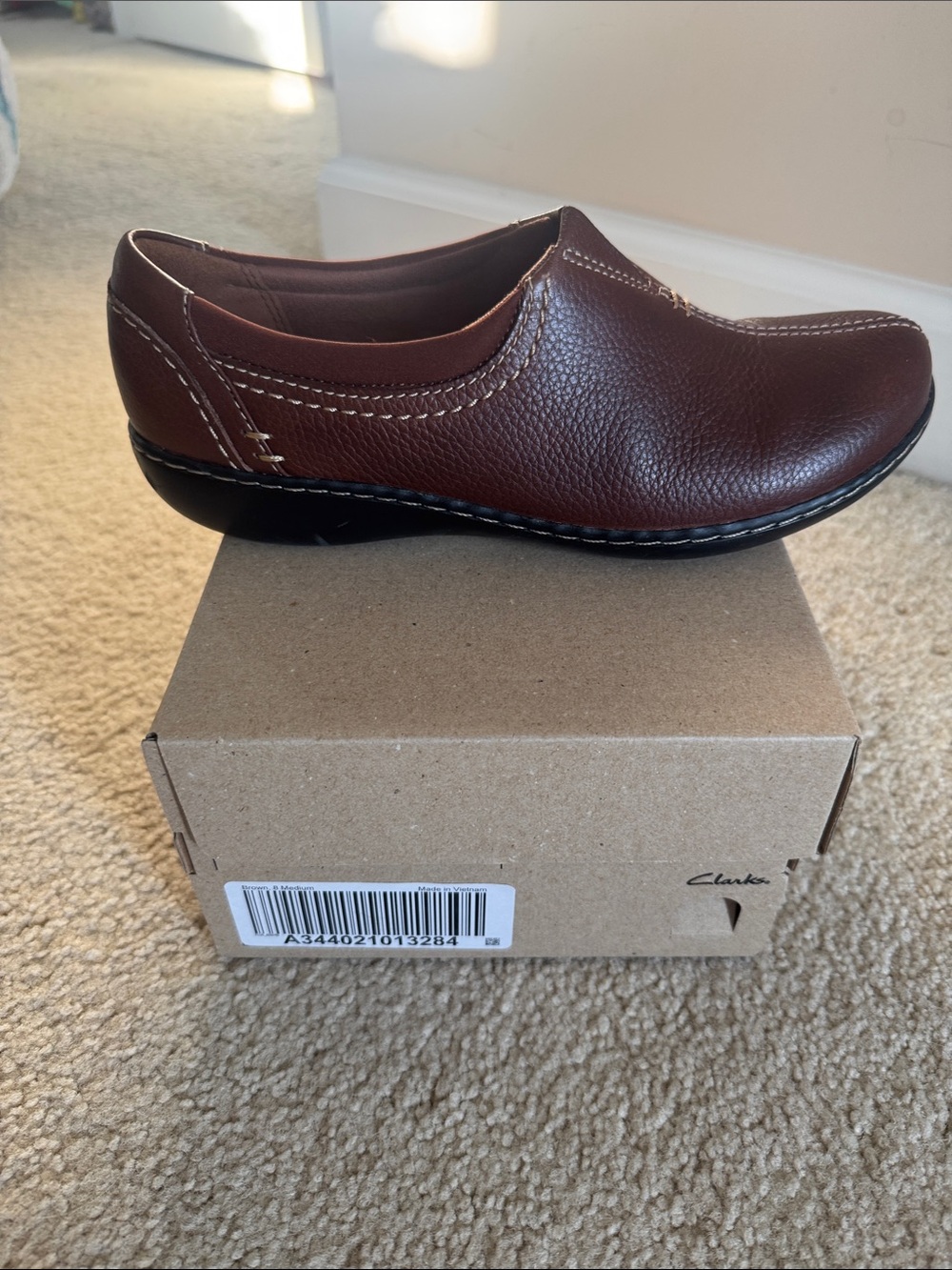 Clarks Brown Leather Slip-On Loafer for Women